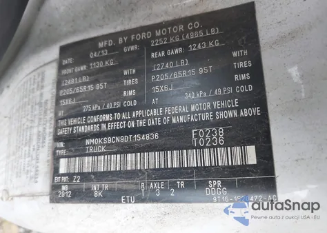 2013 Ford Transit Connect Xlt Premium from USA, damaged, VIN NM0KS9CN9DT154836